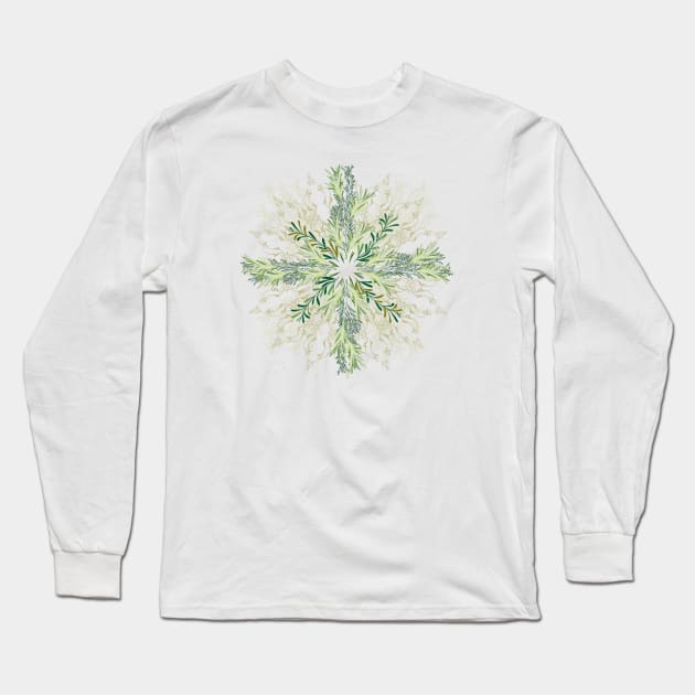 Mandala of Rosemary plant, herbal talisman Long Sleeve T-Shirt by ariverde